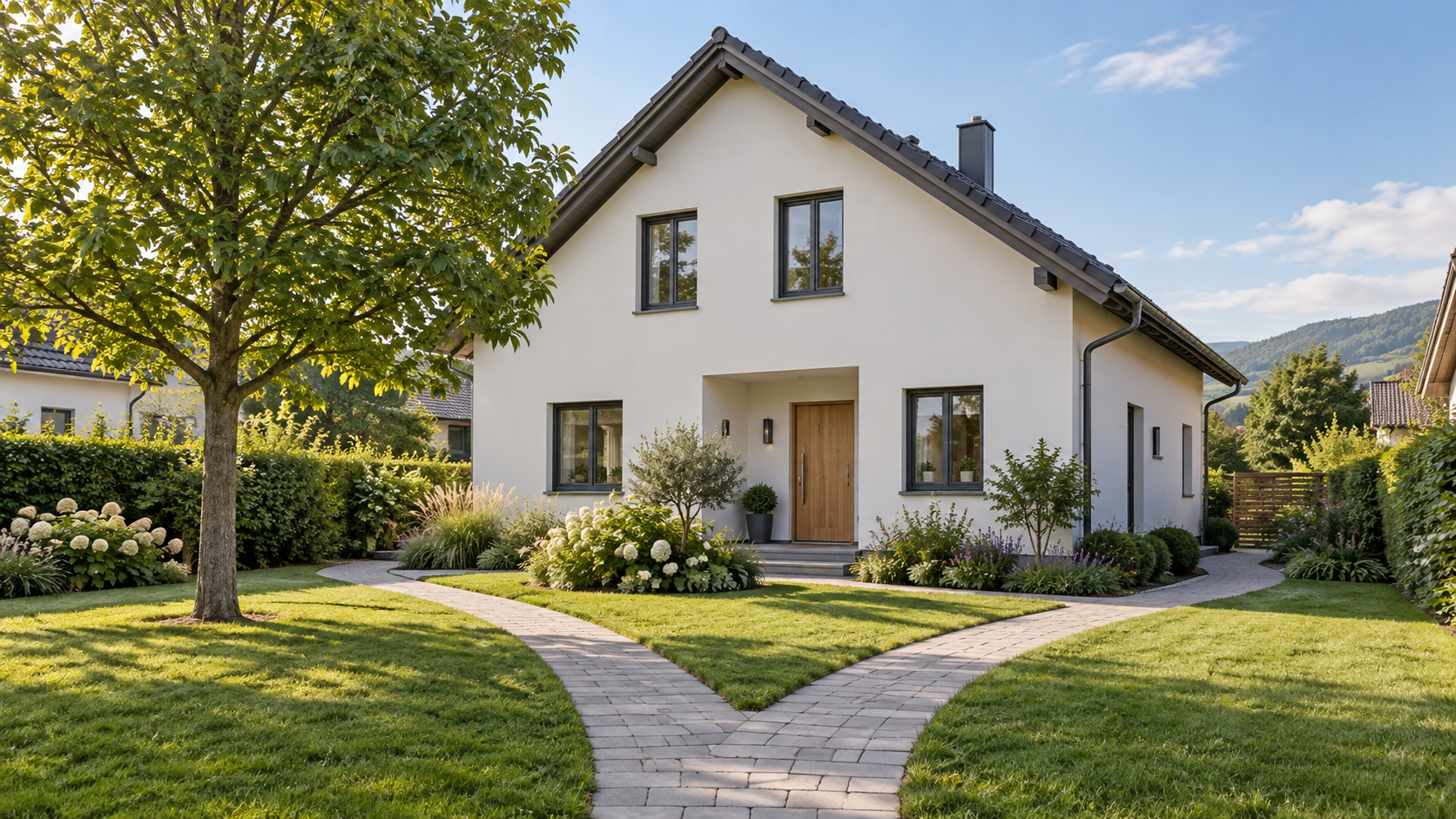 Helles Familienhaus mit Garten und zwei Wegen